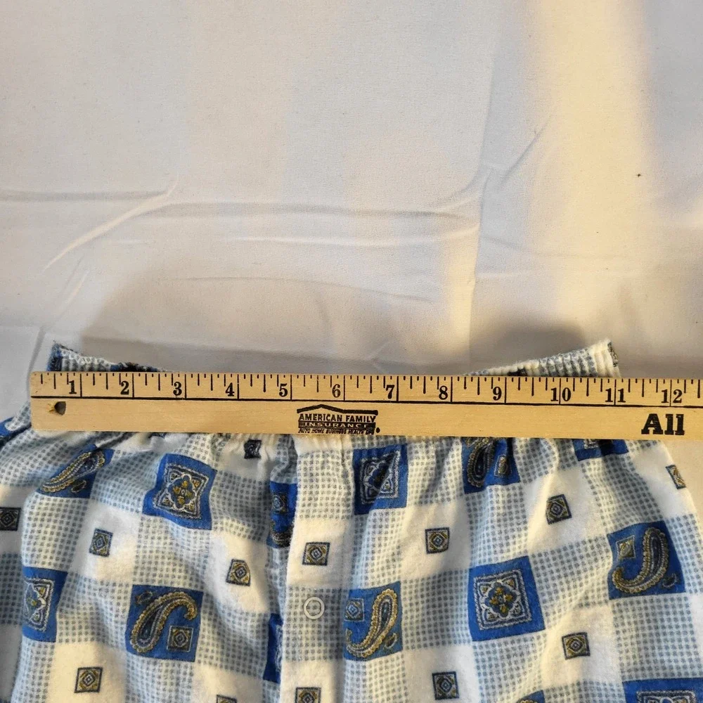Towncraft Men's S Pajamas Penney's Sanforized Cotton Flannel Blue Plaid Paisley